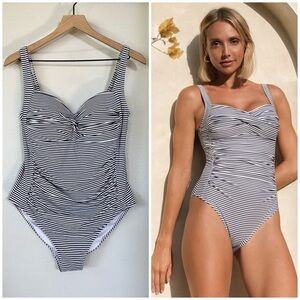 NIP TUCK 12 Sorrento Stripe Joanne One Piece Swimsuit • Breton Navy Blue White